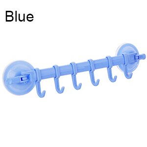 6 ganchos toallero ventosa taza baño cocina pared puerta titular ventosa percha: Blue