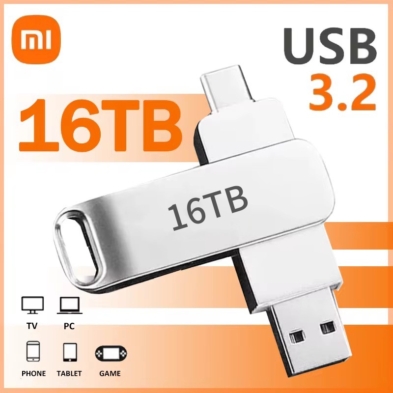 Xiaomi 16TB Flash Drive Usb 3.2 Super High Speed Metal Transfer U Disk Pen Drive Wodoodporny dysk typu C SSD USB Drive Disk