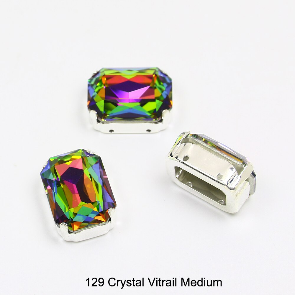 13*18mm 30 rechthoekige kristal naai-op losse platte strass steentjes met klauw naai-strass steentjes voor handwerkkleding: 129
