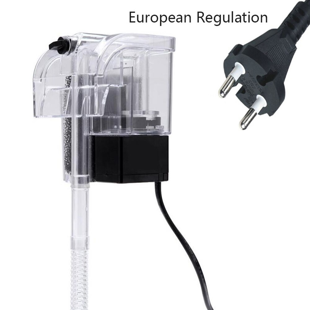 3in1 Aquarium Water External Filter Small Fish Tank Waterfall Filter Hanging Cylinder Filter External US/EU Plug: A
