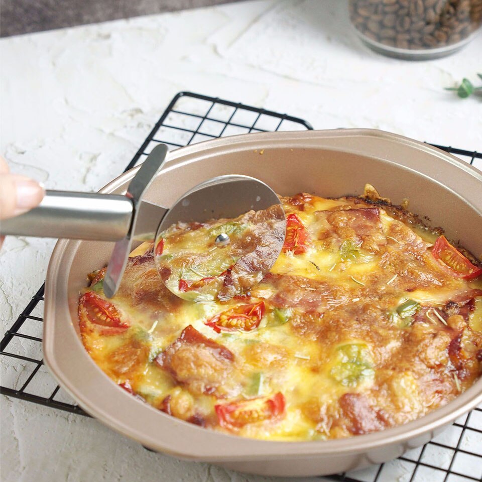 304 Stainless Steel Pizza Cutter Super Sharp Pizza Slicer-Rocker with Non-Slip Handle