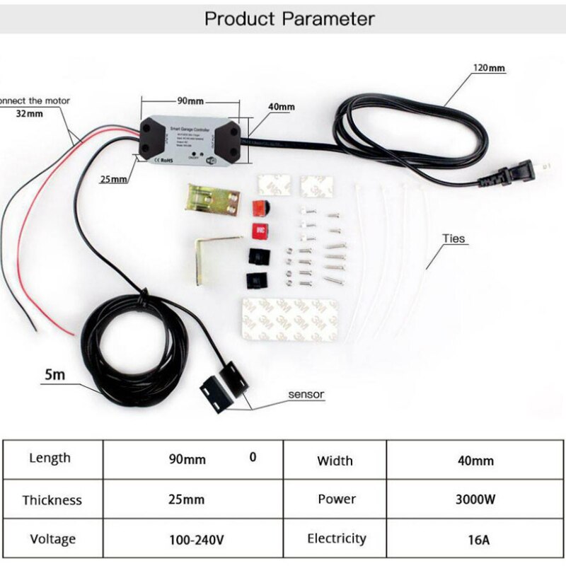 Tuya Wifi Smart Life Garage Door Sensor Opener Controller WiFi Switch Tuya Smart Life Google Home DIY Smart Home No Need Hub