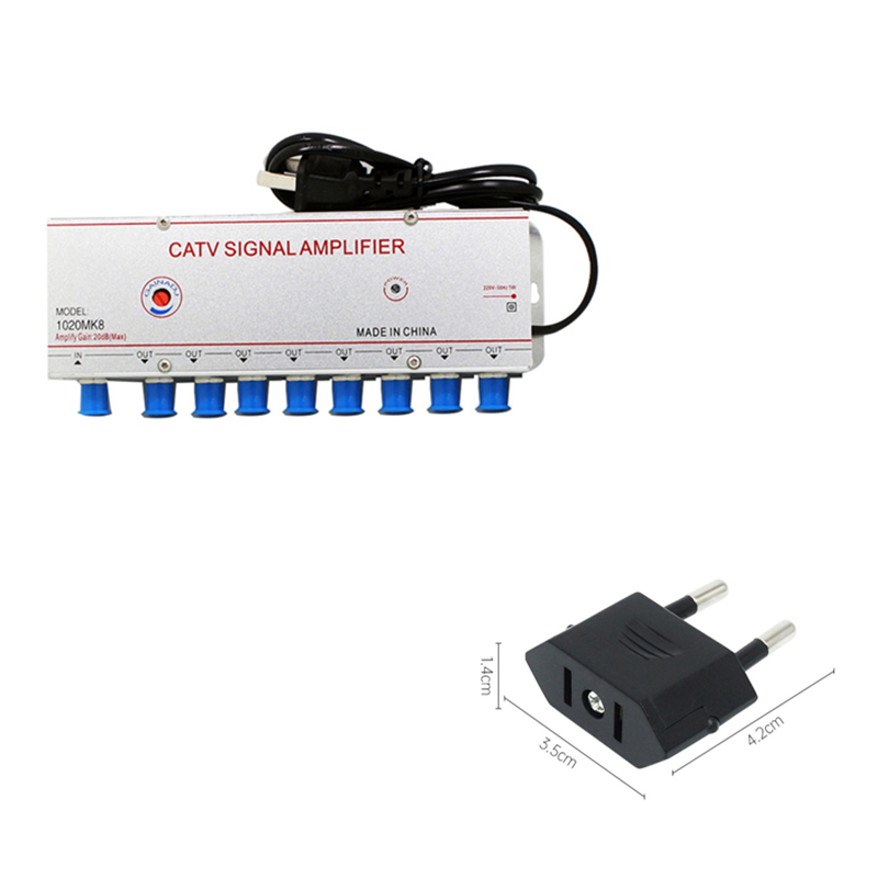 4/6/8 Way 20 db Digital tv Antenna CATV TV box Signal Amplifier Antenna for digital tv Signal Booster Splitter US EU Plug 220V: GOLD