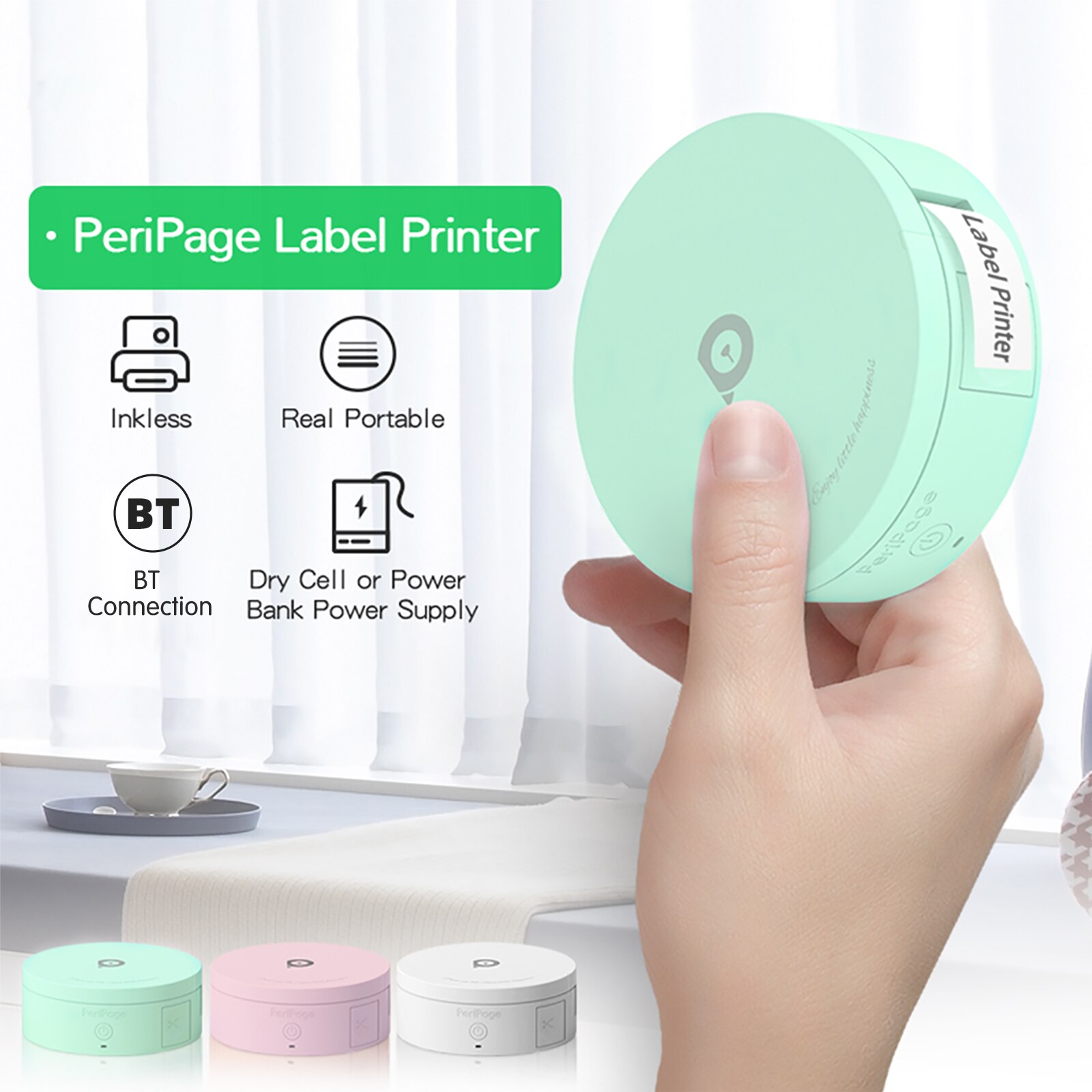 PeriPage L1 Printer Mini Pocket Label Maker Sticker Inkless Portable Thermal Label Printer Bluetooth-compatible