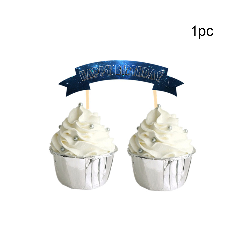Rum kage topper tegneserie raket kage dekoration tillykke med fødselsdagen banner børn fødselsdag temafest fødselsdag kage topper forsyninger: 1pc kagetoppe