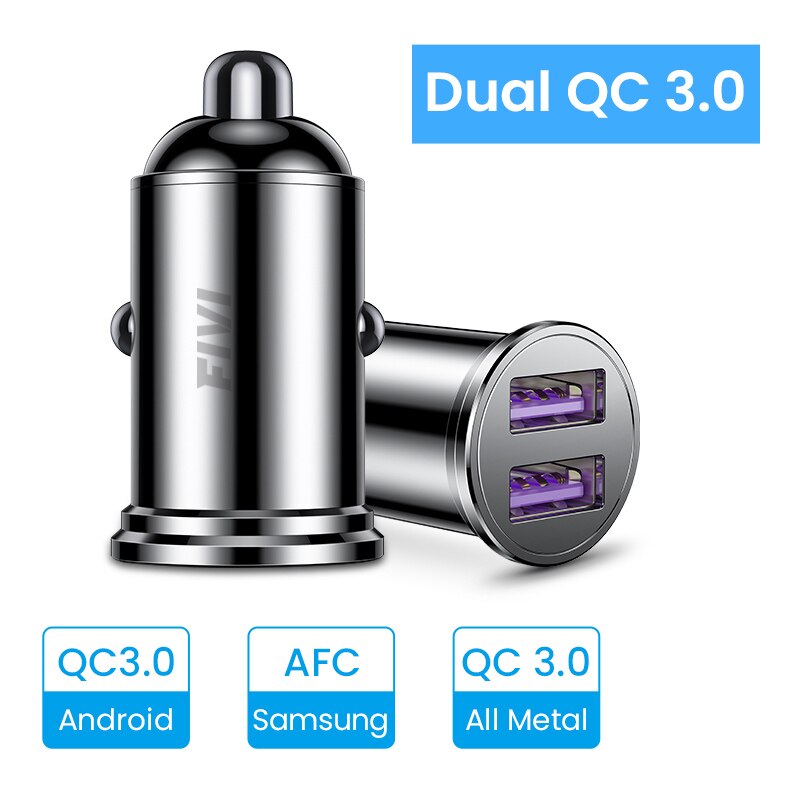 FIVI Dual USB Schnelle Auto Ladegerät Alle Metall Auto Ladegerät PD QC 3,0 Mini Auto Telefon Ladegerät für iphone 11 Profi Samsung huawei xiaomi: Schwarz Dual QC 3.0
