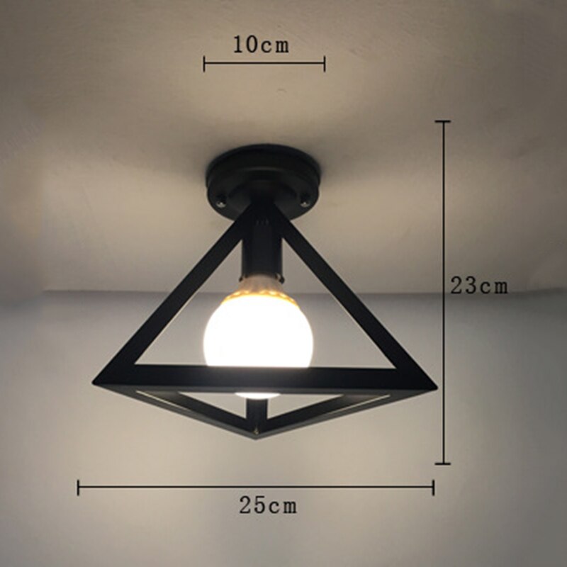 Land Plafond Lamp Nordic Smeedijzeren Retro Gang Hal Veranda Balkon Dressing Room Plafondlamp Geometrie: Triangle