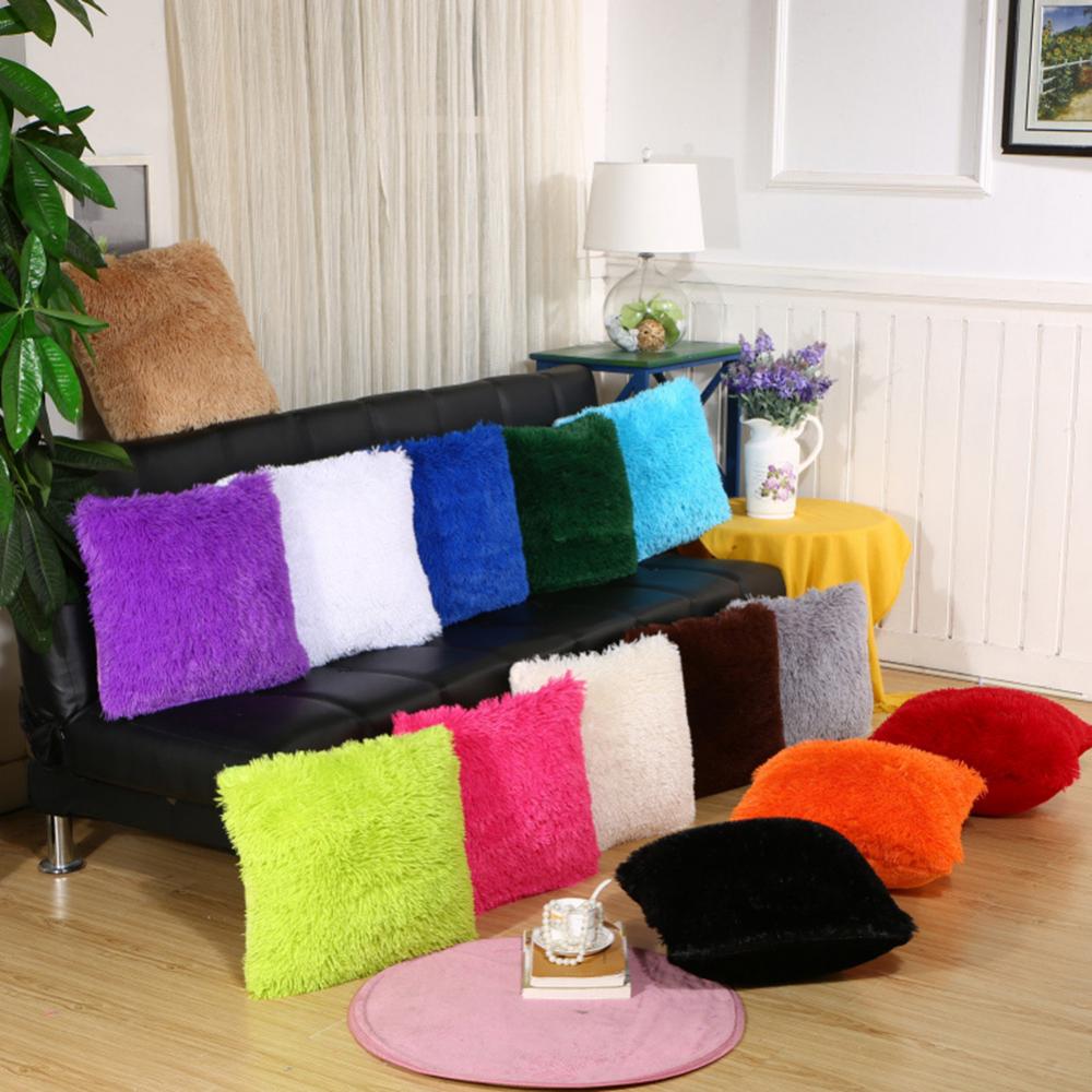Coussin moelleux couverture douce taie d'oreiller jeter maison lit canapé voiture décoration fausse fourrure peluche housse de coussin canapé décor 43*43 cm