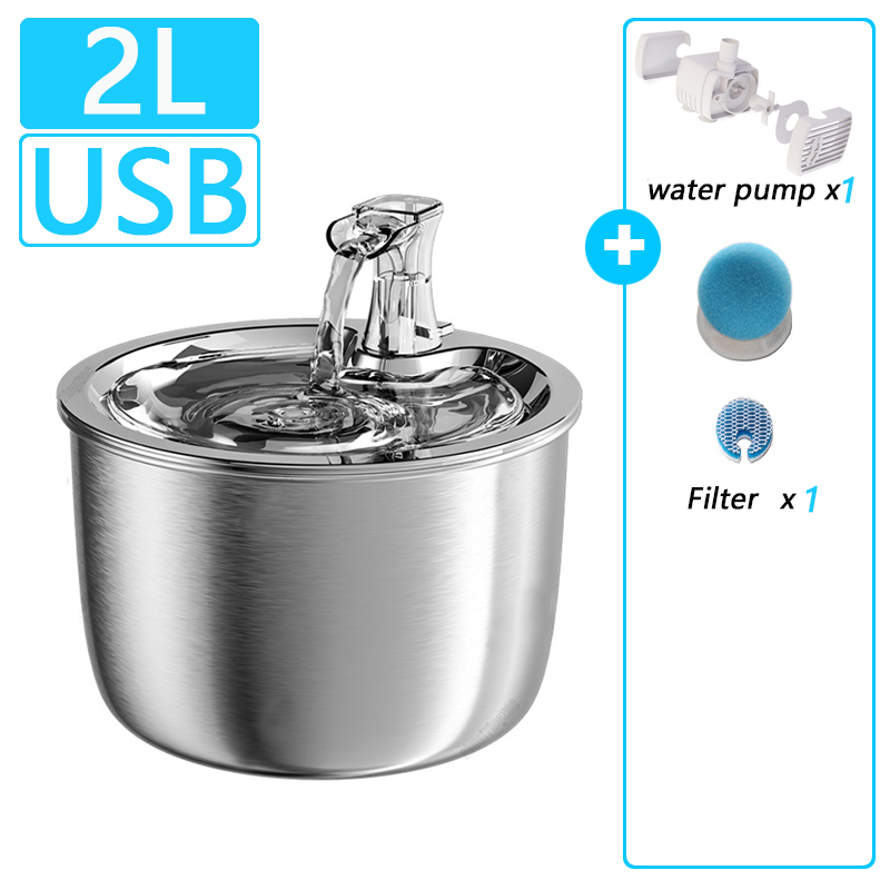 Stainless Steel Cat Fountain Filter Water Drinking Fountain Pet Cat Dog Ultra-Quiet Automatic Fountains and Filter Cats Drinker: B-Base version