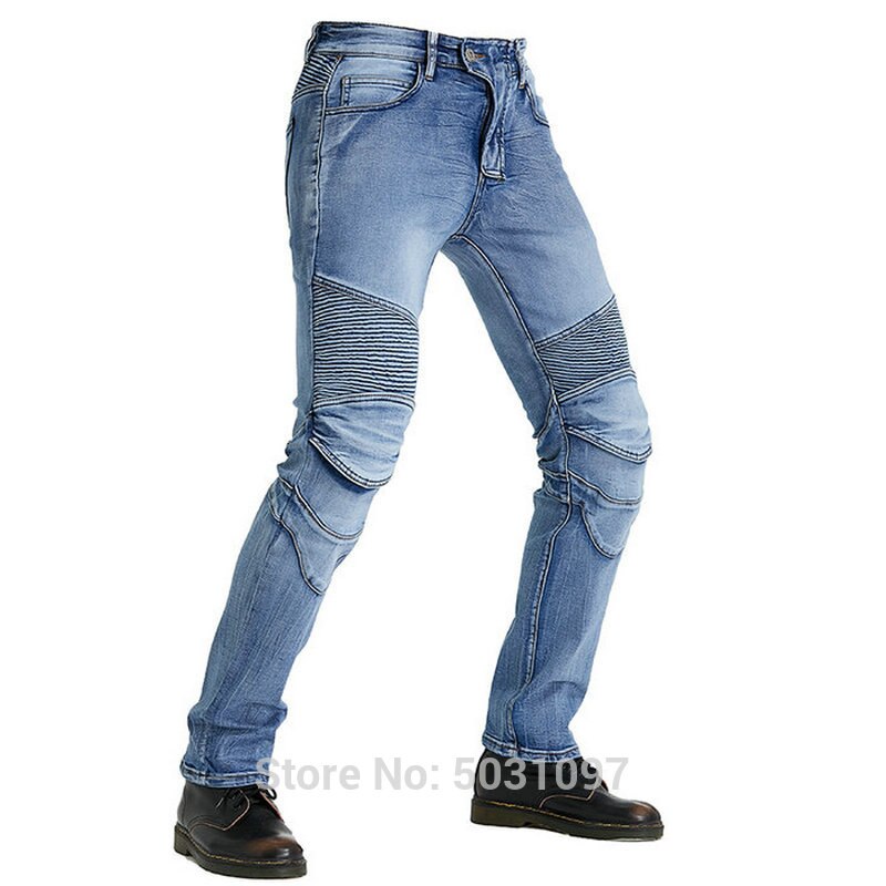 Loong biker motorcykel ridebukser beskyttende jeans ridder casual bukser høj fleksibilitet slim jeans