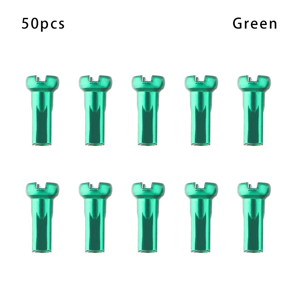 10/20/50pcs MTB Bike Wheel Spoke Nipples 14mm Mountain Bike Cycling Spokes Nipples For Bicycle Wheel Accessories: Green-50pcs