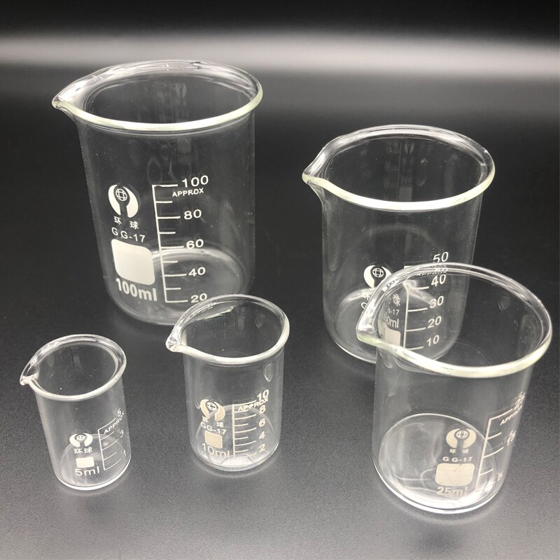 Vaso medidor de vidrio borosilicato, recipiente de laboratorio, 5/10/25/50/100mL