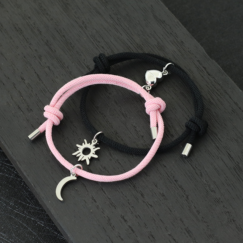 Romantisch Paar Armband 2 stks/set Hart Magnetische Bijpassende Armband Valentijnsdag Cadeau Gekoppelde Zon Maan Relatie Liefde Armband