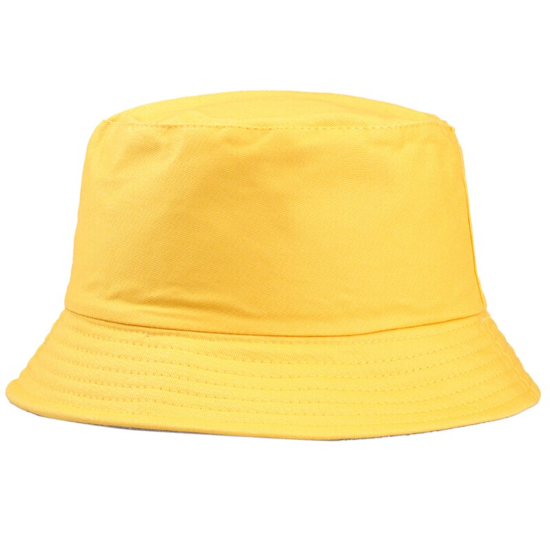 1 pièces couleur bonbon seau chapeaux femmes hommes noir blanc Panama seau chapeau homme femme Hip Hop crème solaire pêche pêcheur chapeau: yellow