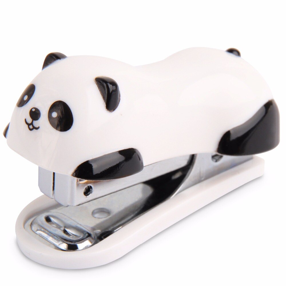 Cute Cartoon Mini Portable Panda Stapler Staple Set Student Stationery School Office Supplies Business 10# Staples 1000pcs