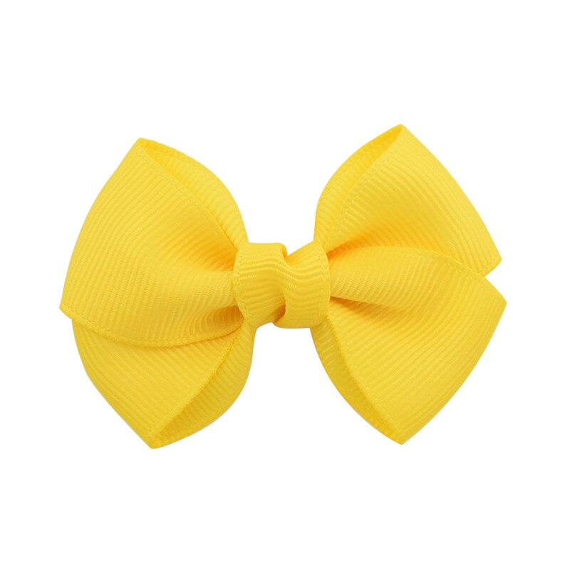 Solide Lint Strik Haarspeld voor Meisjes Kinderen Bowknots Haar Clips Vrouwen Haarspelden Haar Accessoires Baby Haarspelden Decoraties: 10 Yellow