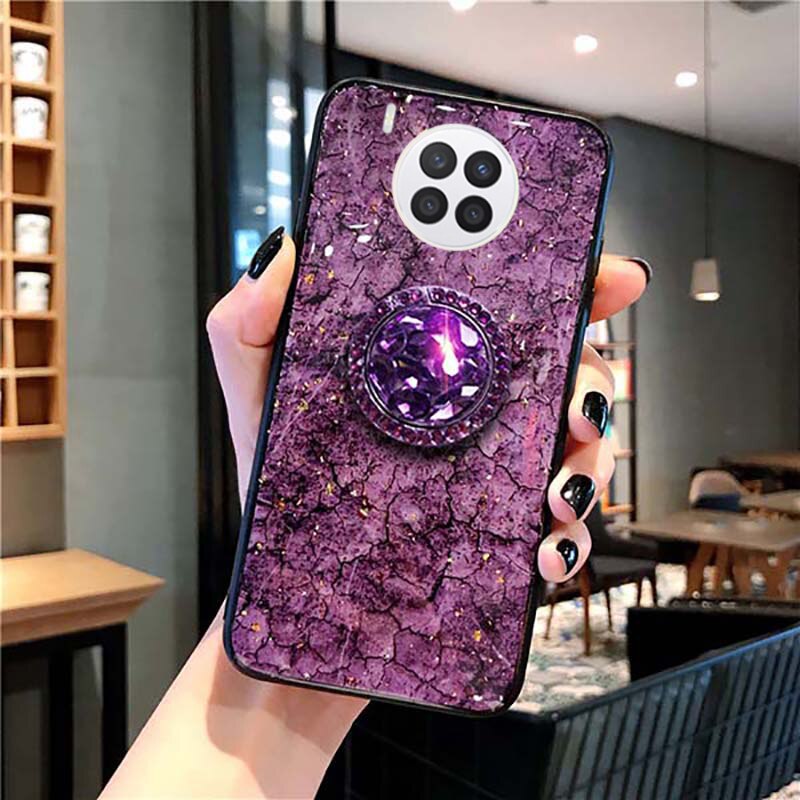 Funda con soporte de diamantes de imitación para Huawei Nova 8i, TPU suave, , Nova8i: Morado