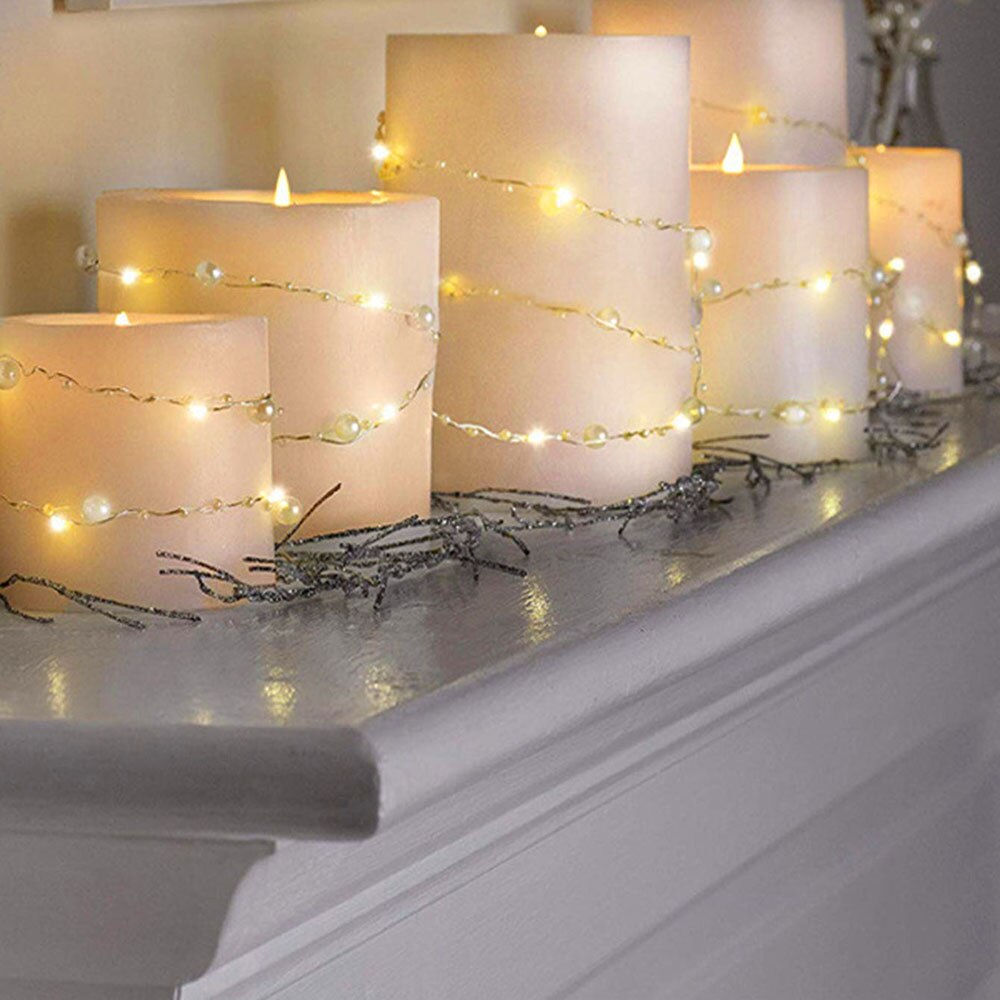 Pearl Led Strings Light 1.8M 20led Copper Wire 2XAA Battery Operated Christmas Wedding Party Decoration LED String Fairy Lights