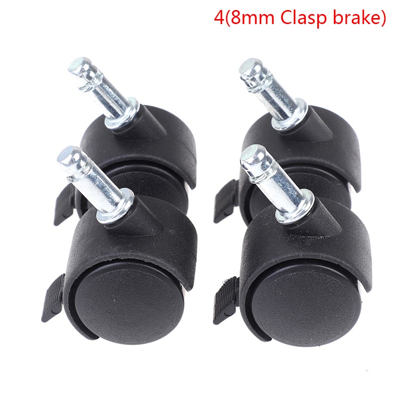 4Pcs 30mm Chair Wheel Furniture Caster Swivel Castor Brake Wheel Replace Hardware Trolley Silent Brake Protection: WHITE