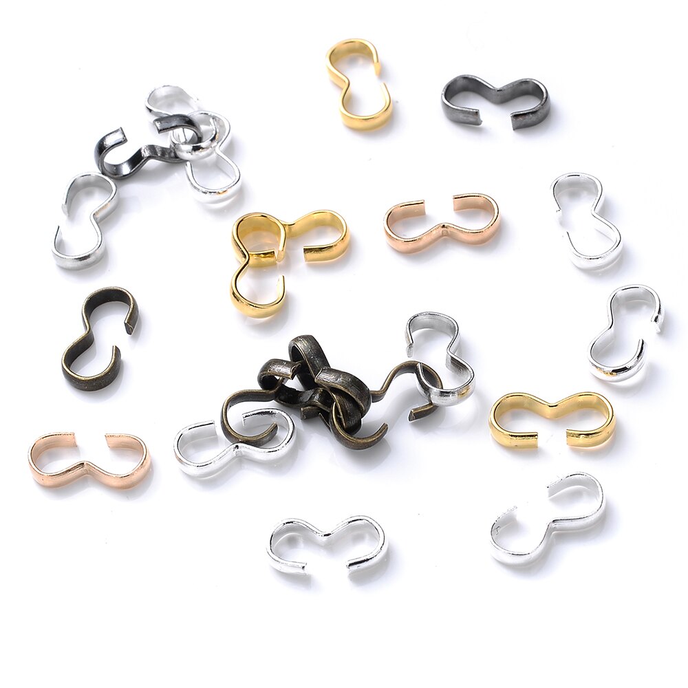 100 unids/lote de conectores de cierre de Metal, hebillas de parada chapadas en oro y plata para la fabricación de joyas DIY, pulsera, collar, accesorios de 4x8mm: mixcolor