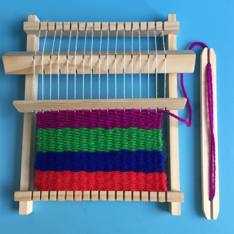 Mini doe-het-zelf traditioneel houten weefgetouw voor kinderen, handbreimachine en accessoires