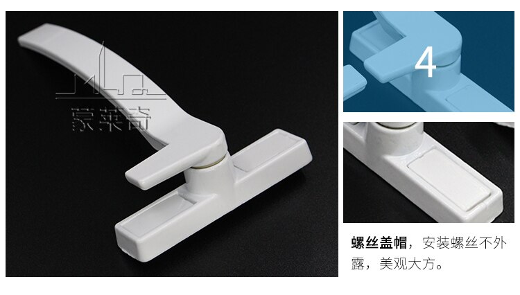 Upvc vit aluminiumlegering fönsterhandtag universal dörrhandtag nyckellåsning för dubbelglas vit dörrvridning