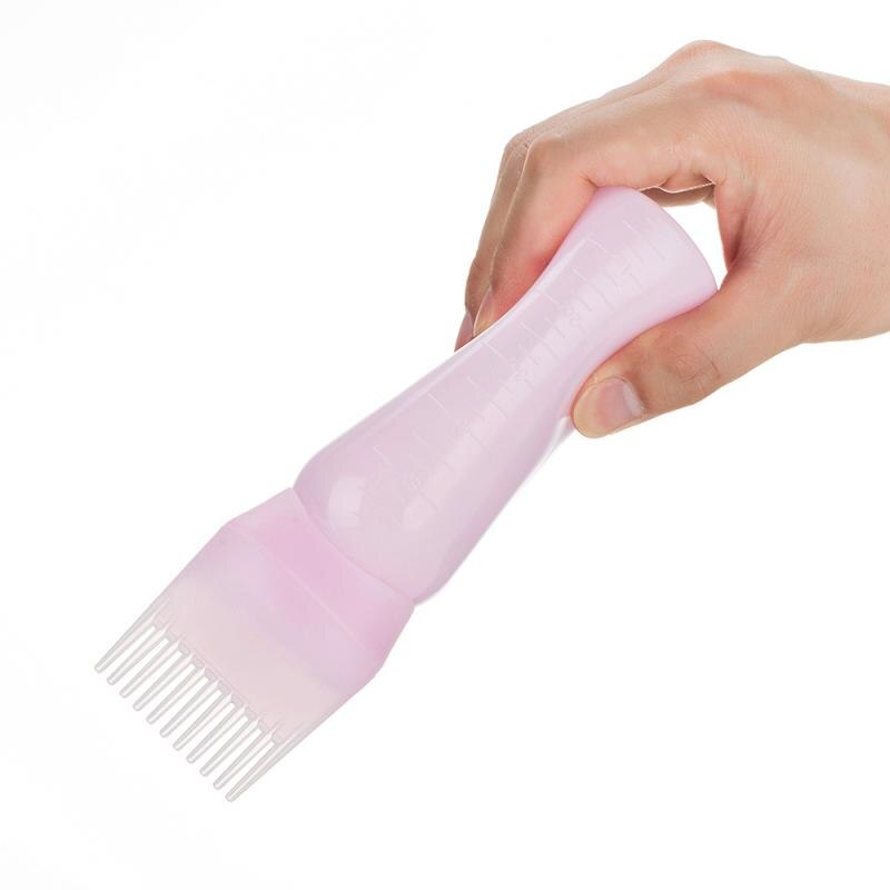 120ml Plastic Hair Dye Filling Bottle Applicator With Graduated Brush Dispensing Salon Hair Coloring Dyeing Styling Tool