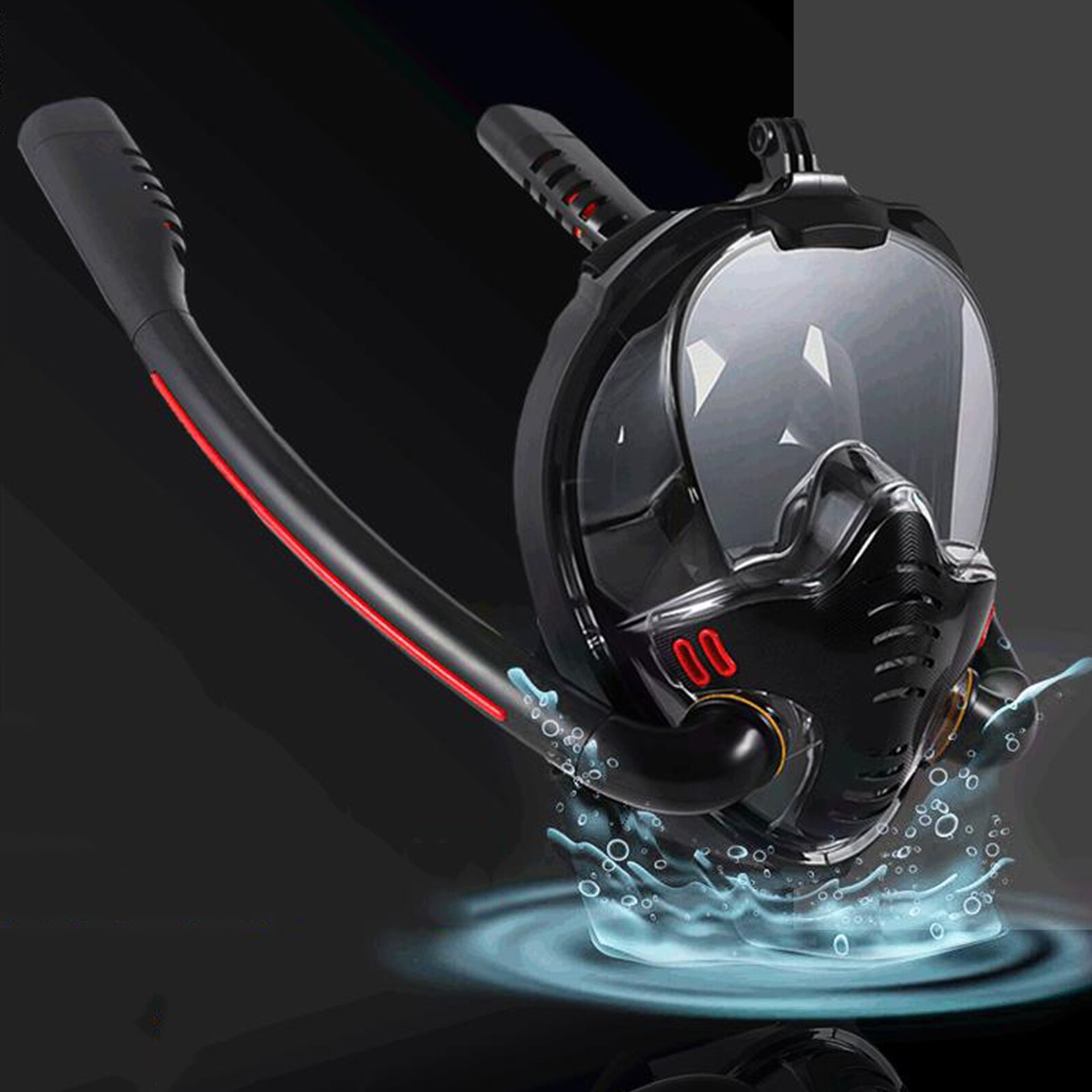 Full Face Snorkel Mask - 180° Panorama Anti-Fog - Adult Snorkeling Gear: Black L