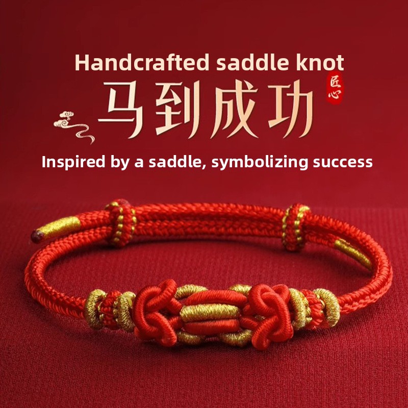 2026 Paardenjaar Rood Touw Armband Vrouwen Handgeweven Twaalf Zodiac Paard Rat Os Konijn Thais Nieuwjaar Hand Touw Etnische Stijl