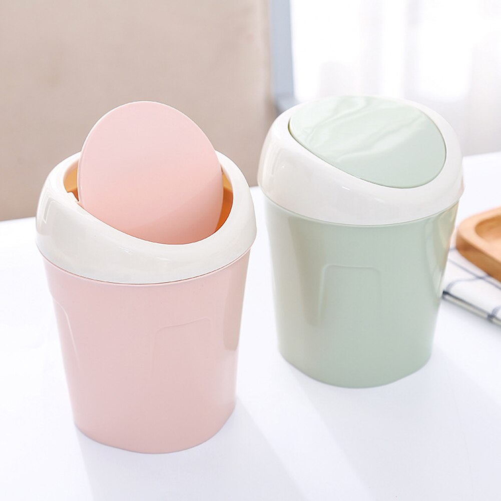 Mini Flip Lid Home Living Room Desktop Bedside Plastic Trash Can Garbage Bin Mini Waste Bins Office Supplies Dustbin