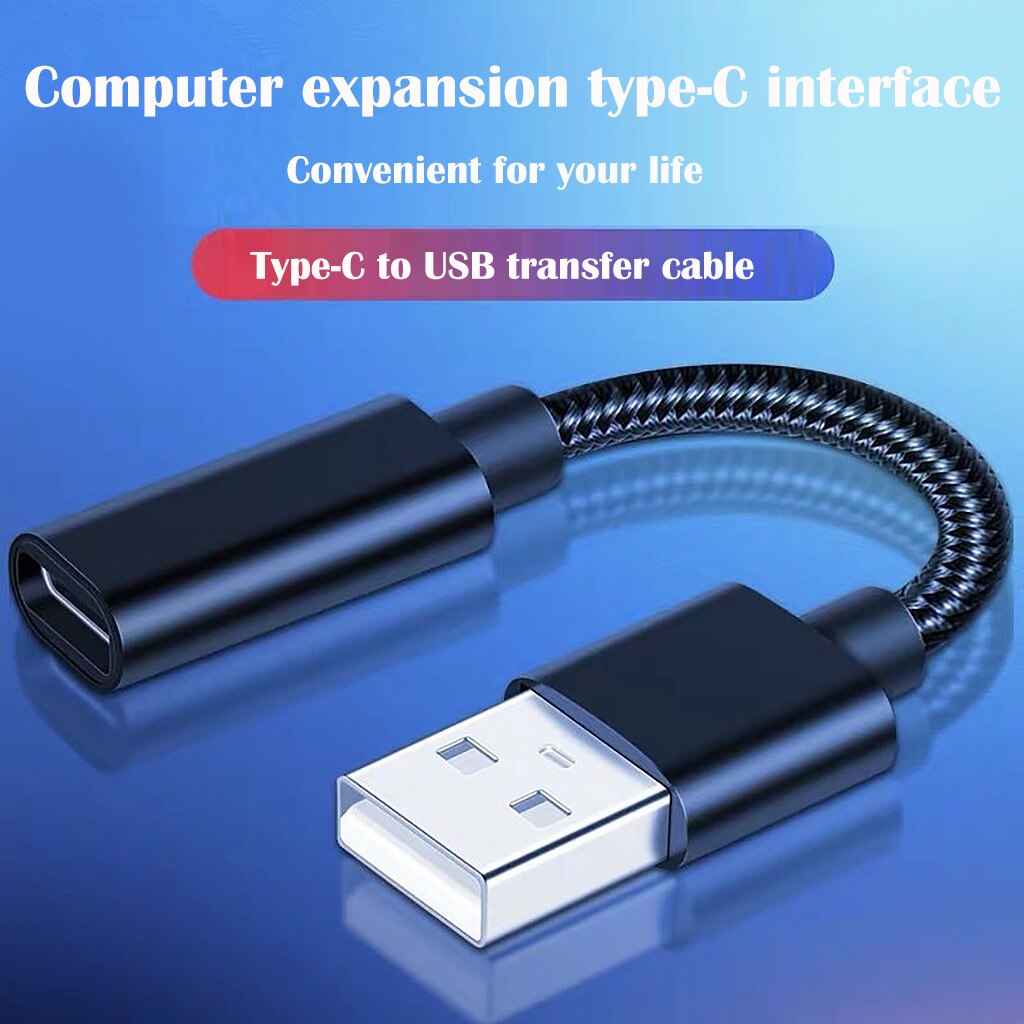 Usb para tipo-c conversor carregador cabo portátil usb macho para usb 3.1 tipo-c cabo fêmea para huawei freelace fone de ouvido dropshipping