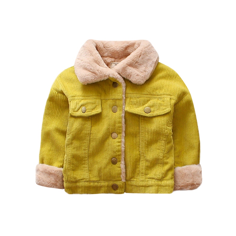 1-5y vinter baby piger tøj plus fløjl frakke jakke varm snedragt baby ensfarvet jakke børnetøj: Y / 3t