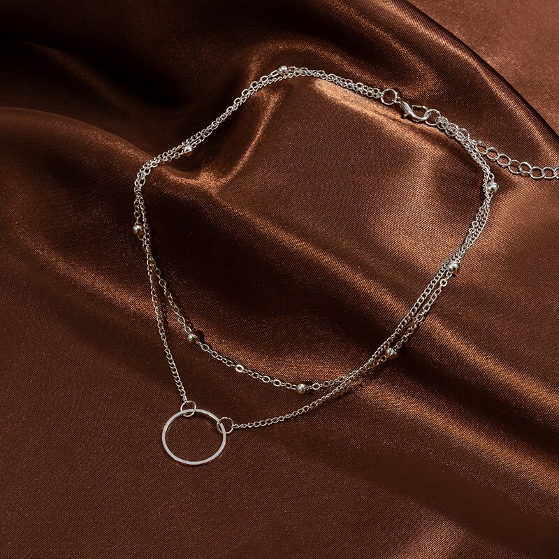 Nowy choker naszyjnik kobiety dwuwarstwowy okrągłe naszyjniki złoty kolorowy naszyjnik Chocker szyi modny zestaw górnik femme kołnierz ras du cou: B
