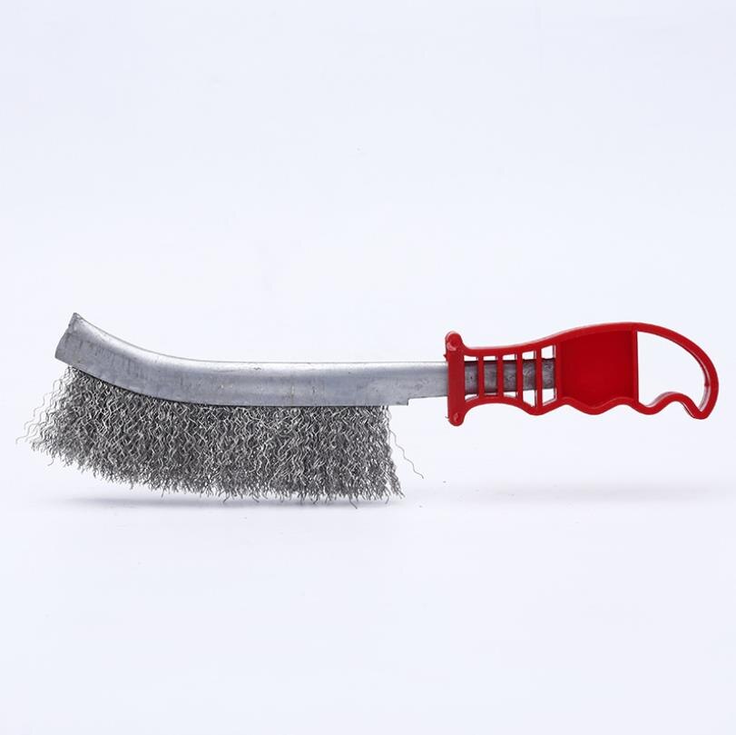 Grill Cleaner BBQ Grill Steel Wire Brush Rust Crevice Cleaning Tools Picnics Stainless Steel/Copper-plated Wire Plastic Handle: sliver