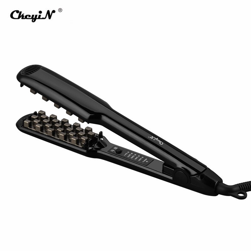 CkeyiN-Rizador de pelo esponjoso, plancha voluminizadora, rizador de pelo con ondas pequeñas, herramientas de estilismo para el cabello: Black