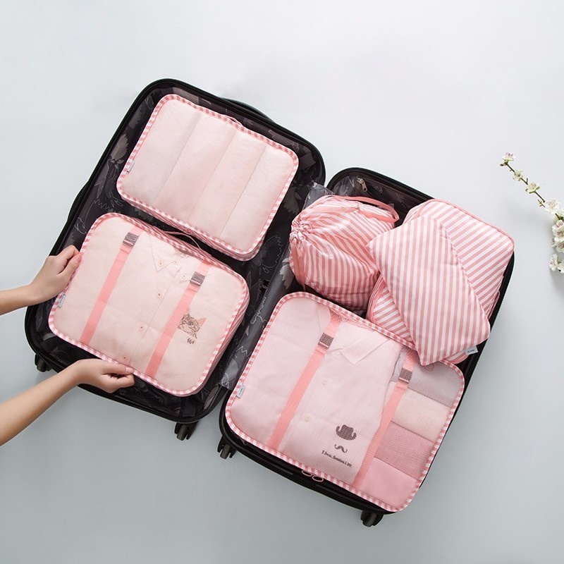 6Pcs Polyester Clothes Organizer Bag Set Travel Organizer For Shoe Clothing Organizador Cube Packing Package Travel Accessories