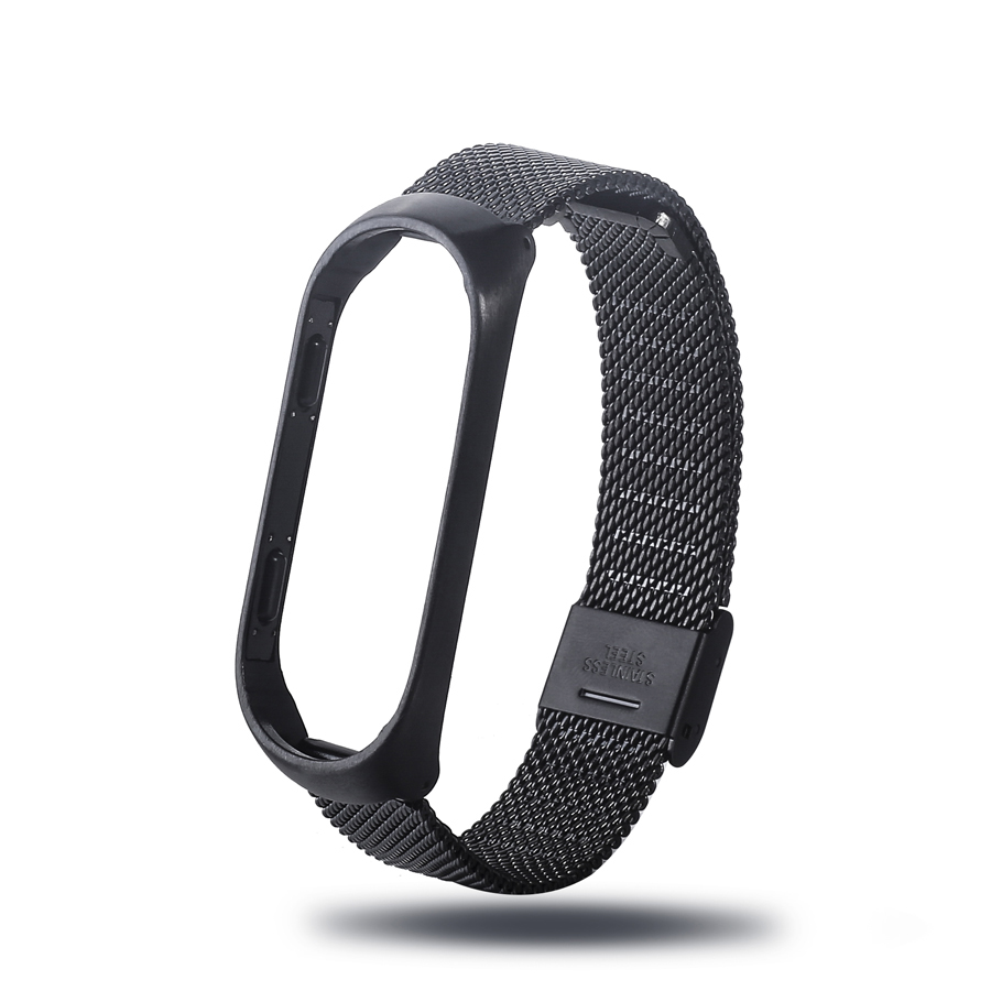 Mi band 4 Correa Metal acero inoxidable para Xiaomi mi Band 4 Correa pulsera mi band 4 accesorios correa de repuesto para reloj: black