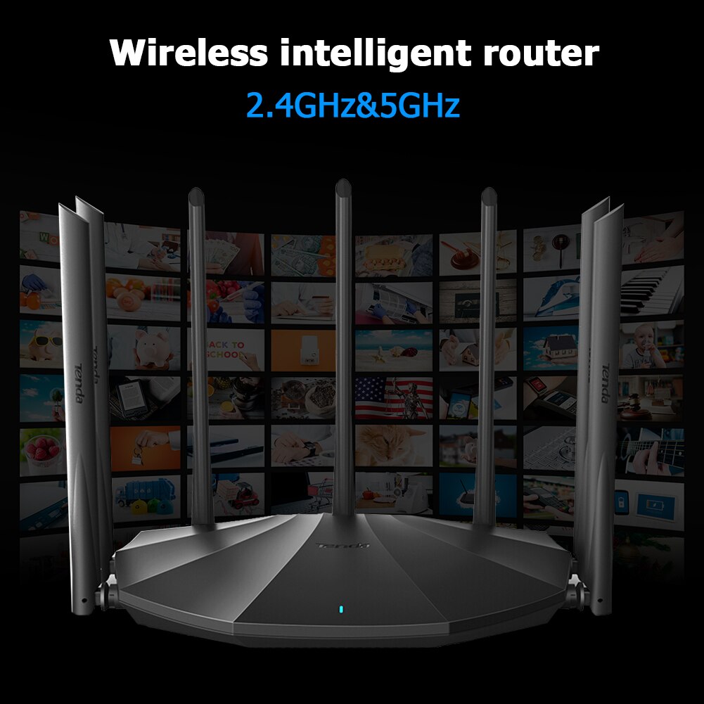 Tenda AC23 Gigabit WiFi routeur sans fil amplificateur 2100M 2.4 + 5GHz 7x antennes répéteur couverture plus large Extender réseau