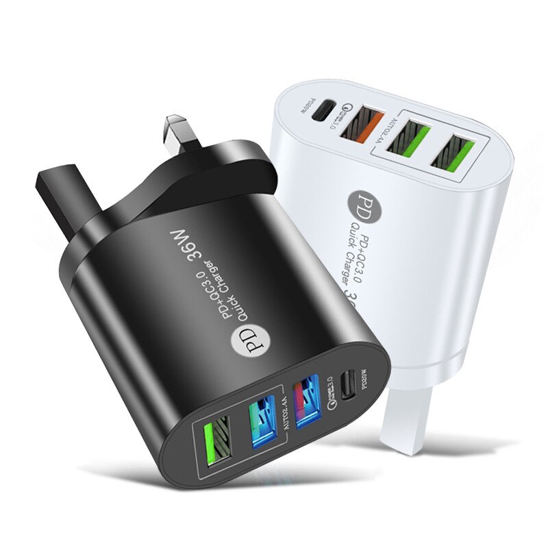 Usb-schnellladeadapter (36w qc3.0 pdx 3 für apple iphone 13 pro, 12, 11, 8, 7, ipad (eu/uk/us-stecker, pd-ladegerät, typ c)