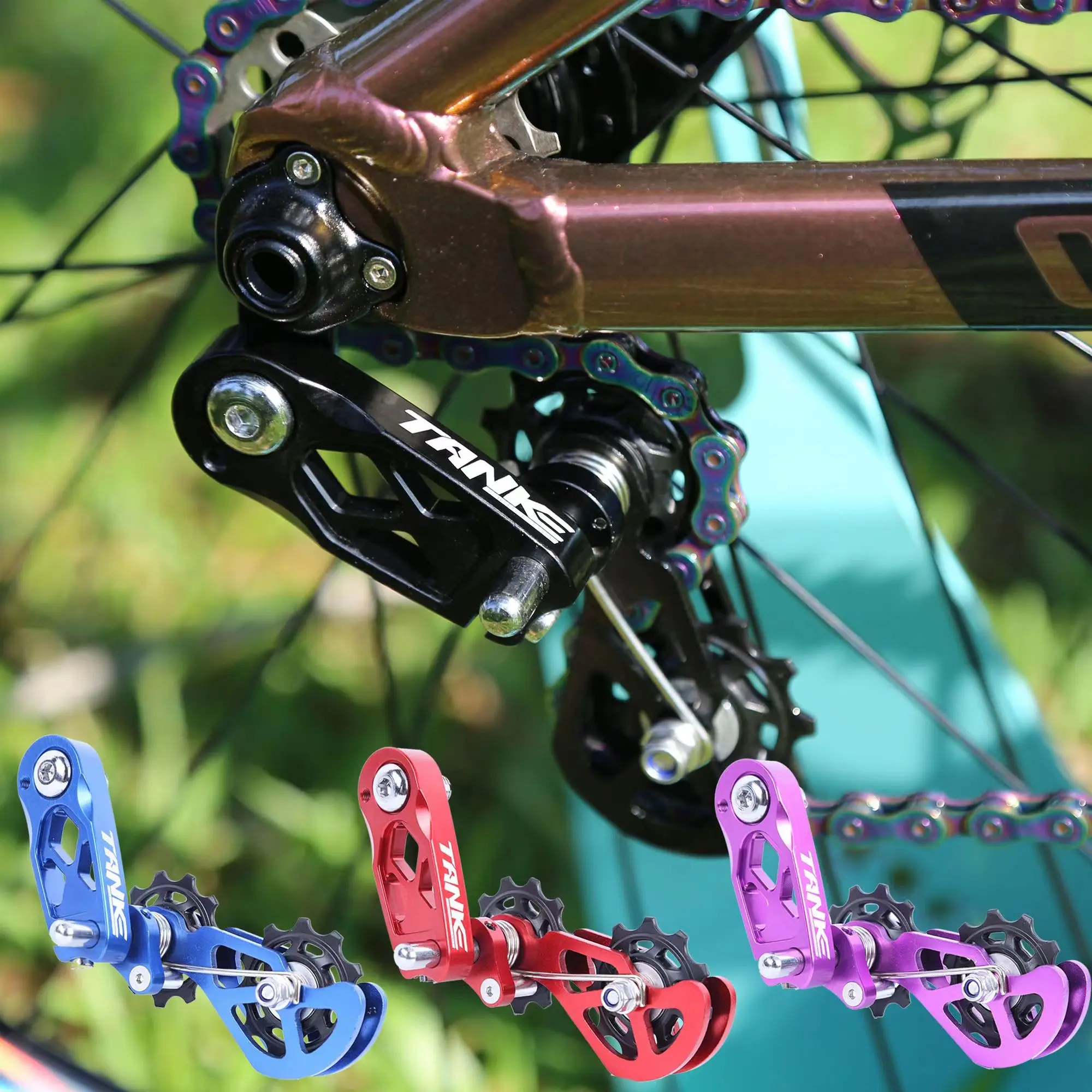 TANKE MTB Schmutz springen Single Geschwindigkeit Mountainbike Kettenspanner XC DJ bin DH Kettenführung Fahrradzubehör CNC-Bearbeitungsscheibe
