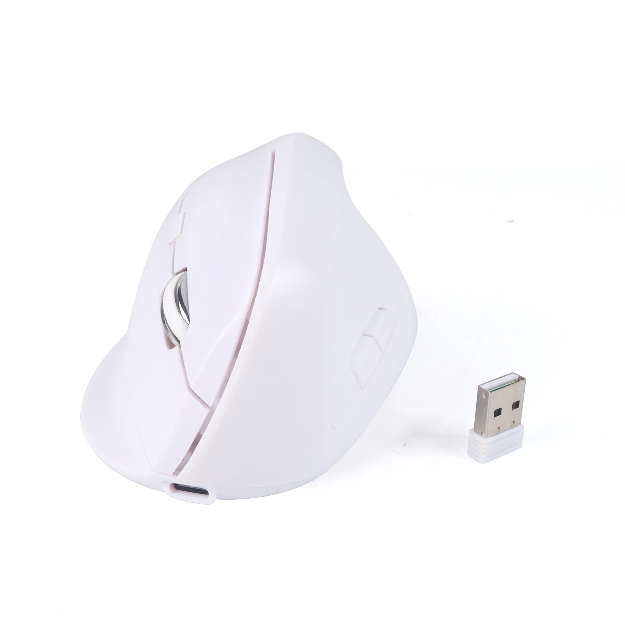 Wireless Vertical Mouse 2.4G Bluetooth Dual-mode Rechargeable Ergonomics Low Noise Button Office Use Mause With Side Buttons: WHITE
