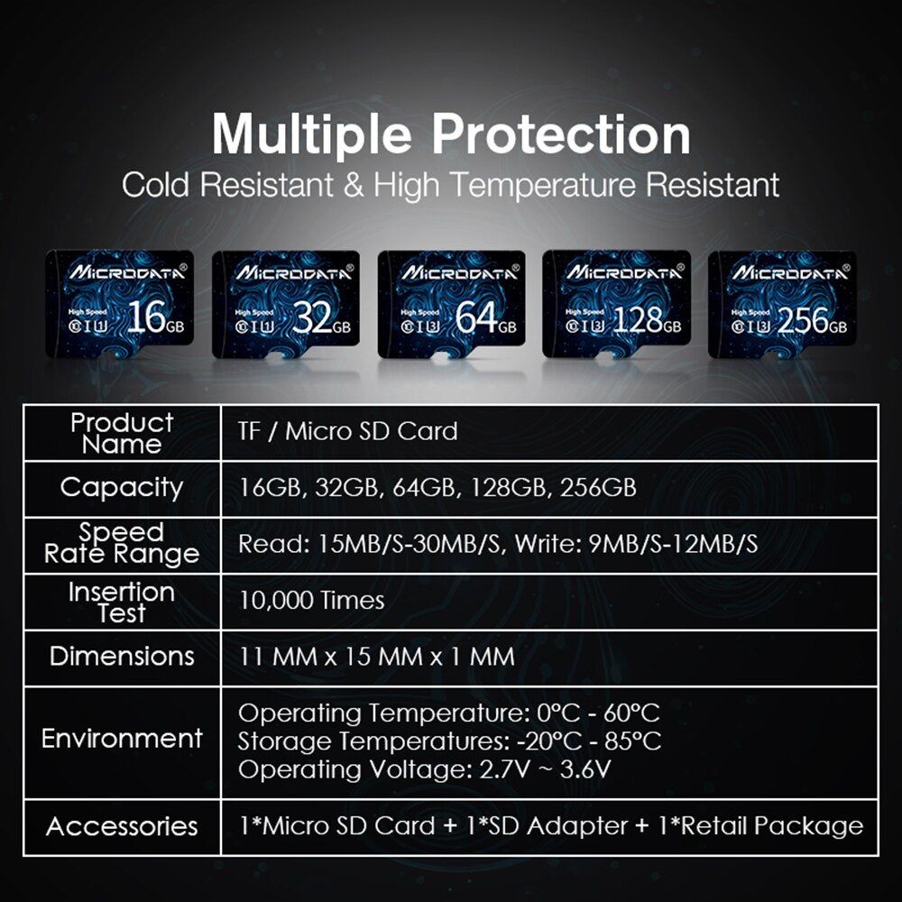 Micro SD TF Card 64GB 128GB 256GB High Speed Class10 8GB 16GB 32GB Flash Memory carte sd memoria with Free adapter