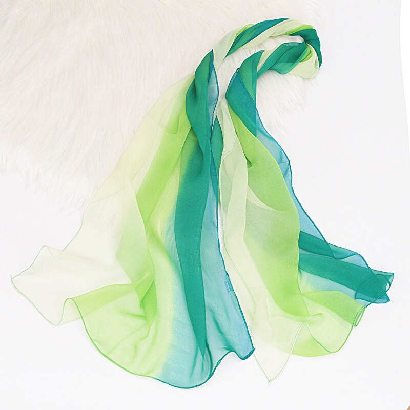 Jifanpaul Gradiënt Zijden Sjaal Vrouwelijke Populaire Sjaal Georgette Multicolor Sjaal Dans Zijden Sjaal: T48-dark grass green