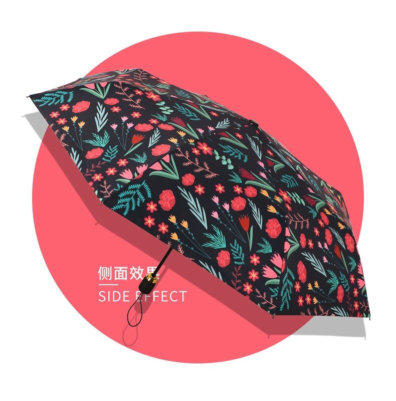 Umbrella Women's Automatic Rain and Sun Dual-purpose Three Folding Umbrella Student Sun Protection Uv Umbrella