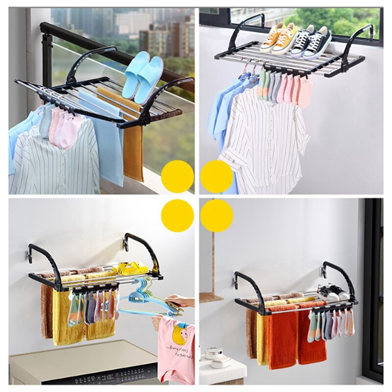 Radiator Clothes Airers Balcony Cloth Drying Rack Compact Clothing Drying Rack Stainless Steel Malleable Foldable Airer