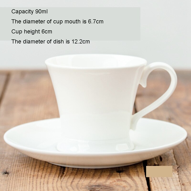 Tasse à café en porcelaine en céramique, os blanc pur, tasses de Latte nordique simples, fantaisie créative, thé de l'après-midi, café, tasse et soucoupe, cuillère: 90ml 6.7cm diameter