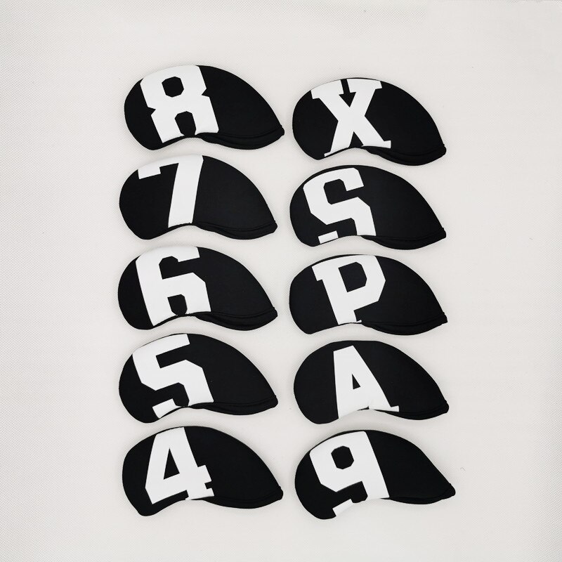 10pcs Set Neoprene Golf Club Iron Cover Sand Head Cover Protective Cap Cover Waterproof Golf Iron Head Covers Golf Accessories: black 10pcs set