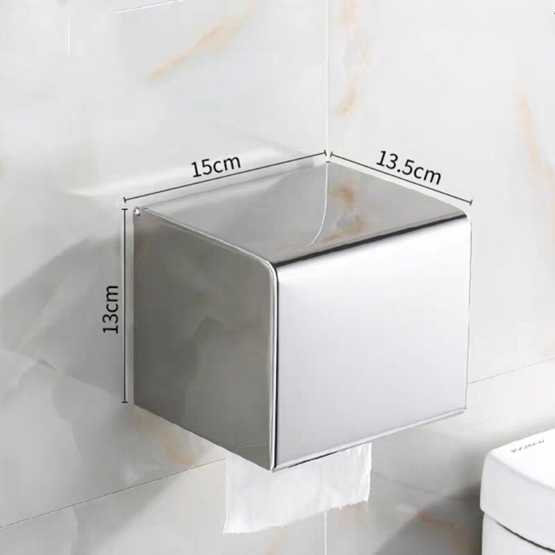 Toiletpapirholder guld rustfrit stål badeværelse rullepapir vægmonteret mobiltelefon rack papirhåndklædeholder toiletpapir kasse: Krom 1