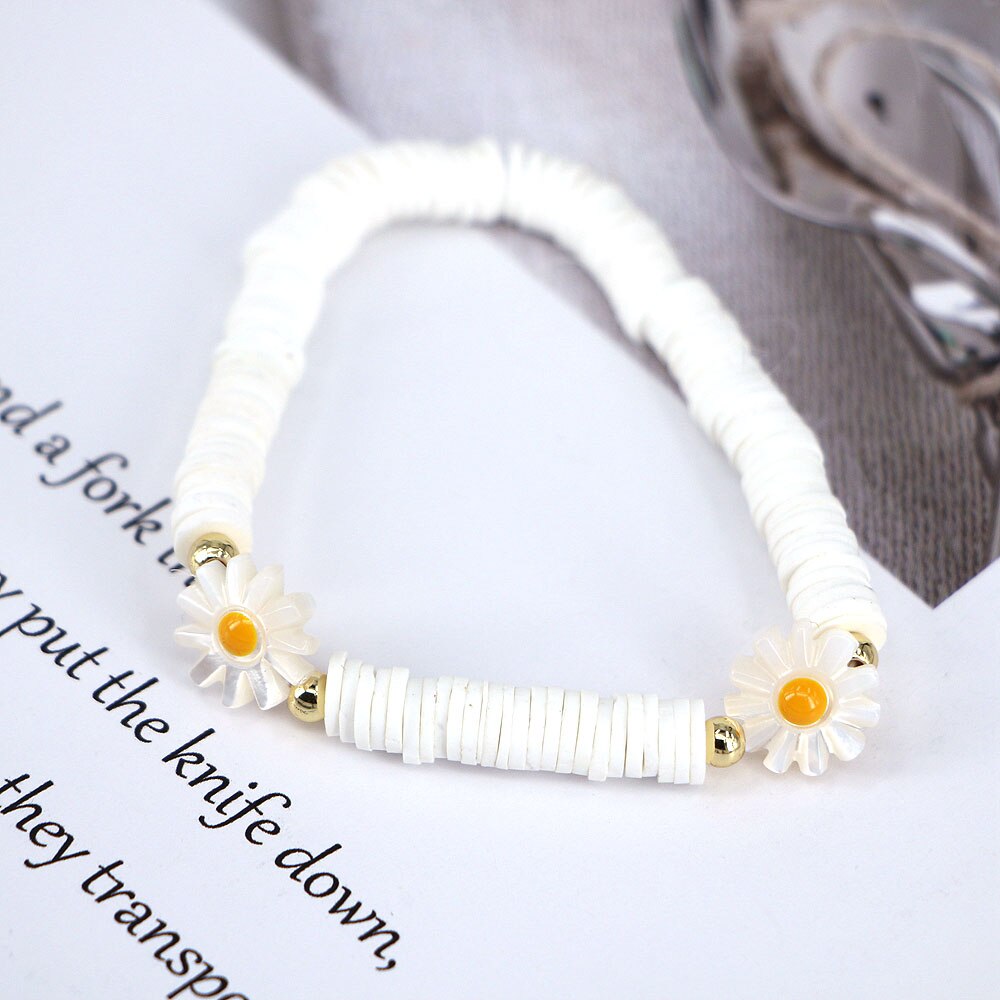 Daisy Bloem Zoetwater Parel Kralen Armband Vrouwelijke Witte Polymeer Klei Kralen Armband Vintage Sieraden: Style 1