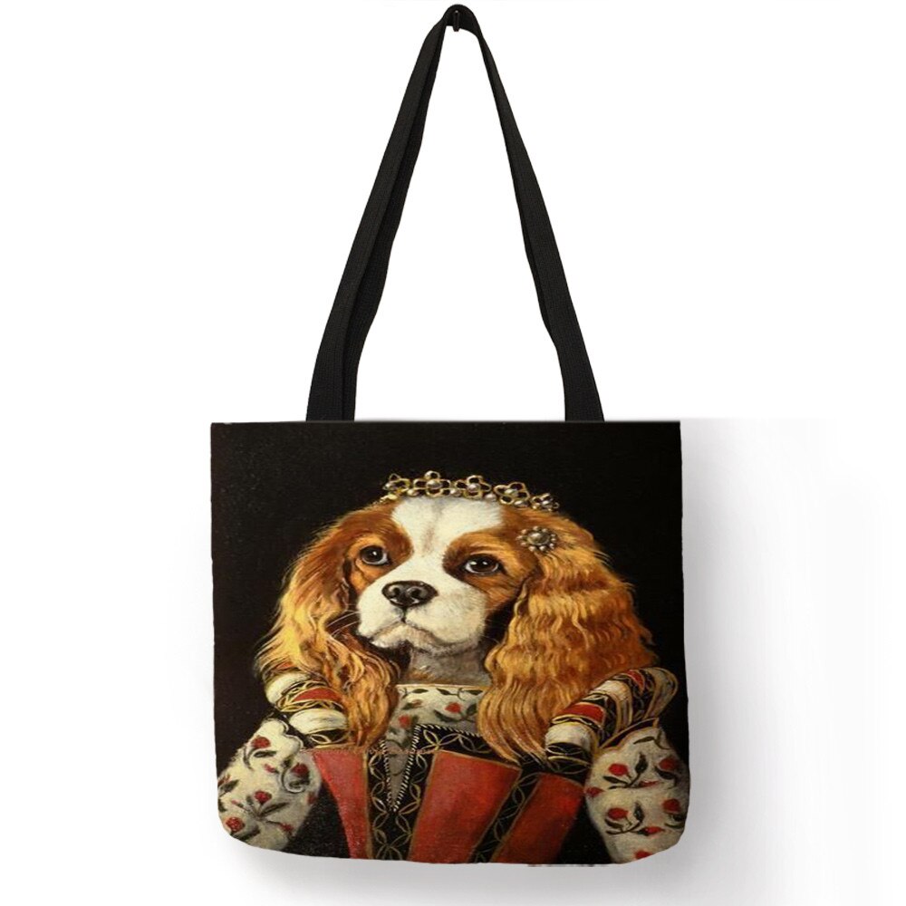 Vrouwen Handtas Charles Spaniel Olieverf Print Tote Bag Lady Meisjes Office School Travel Schoudertas Herbruikbare Boodschappentassen: 001